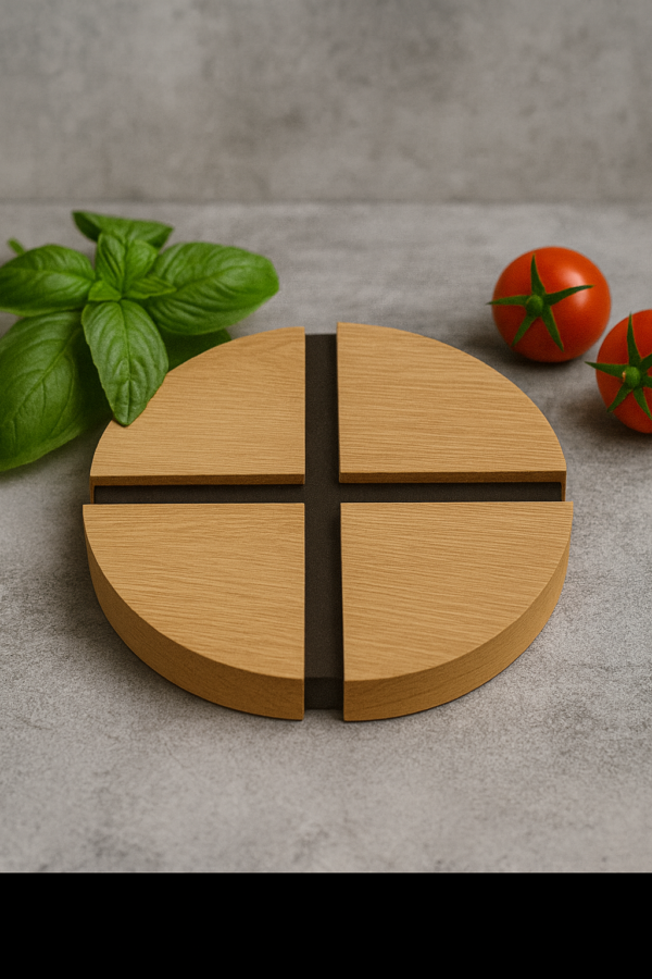 Dessous de plat rond chêne, illustration générée non contractuelle