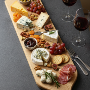 Planche apéro XXL MTR-2083150 chargée de fromages, charcuteries et fruits, présentée sur une table grise, image principale