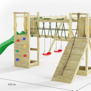 Aire de jeu enfant FUNGOO FUNNY MAXI EXPOSURE avec toboggan et pont, illustration générée non contractuelle, référence 8300PK