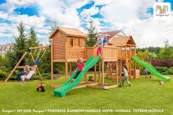 MAXI SET FUNGOO PLAY BOX, aire de jeux avec deux toboggans, image principale du produit, référence 3526PT