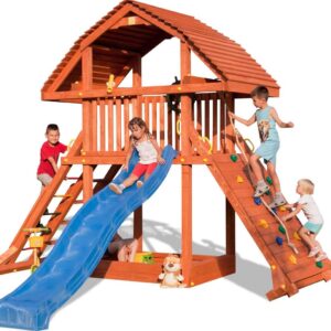 Image principale de l'aire de jeux extérieure FUNGOO GIANT avec toboggan bleu, référence 0925PT