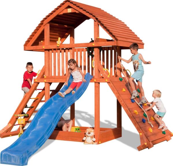 Image principale de l'aire de jeux extérieure FUNGOO GIANT avec toboggan bleu, référence 0925PT