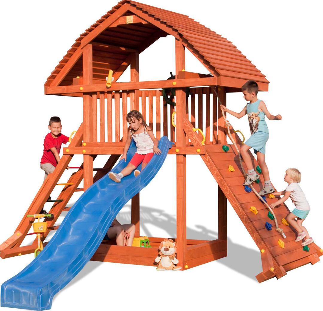 Image principale de l'aire de jeux extérieure FUNGOO GIANT avec toboggan bleu, référence 0925PT