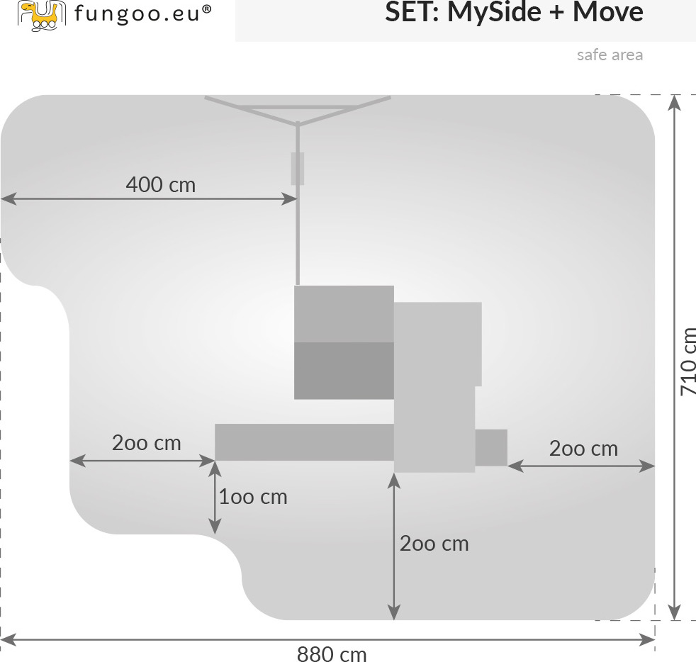 illustration générée non contractuelle du plan de l'aire de jeux toboggan FUNGOO MOVE MySIDE 3519PT
