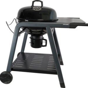 Image principale du barbecue charbon rond avec couvercle TONINO 60 CH062T montrant un design moderne avec un couvercle émaillé et roulettes pour facilité de déplacement.