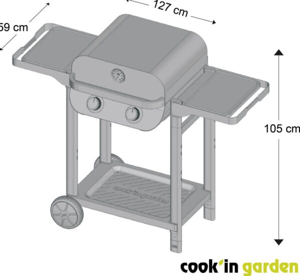 Dimensions du barbecue électrique balcon FLAVO 50 SC ELEC, illustration générée non contractuelle, référence EL004T ST