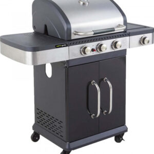 Barbecue gaz FIDGI 3, image principale, barbecue avec 3 brûleurs, plancha, grille et espace de rangement avec capot et thermomètre, modèle AM063SBI