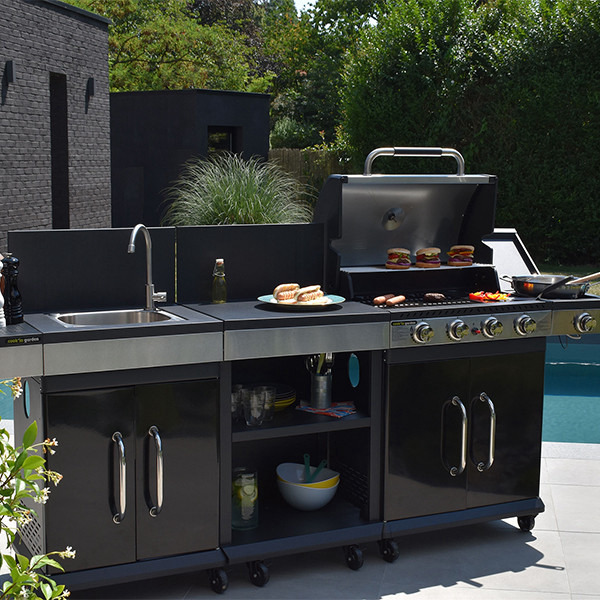 Cuisine FIDGI 4 - Barbecue gaz cuisine d'été avec BBQ, desserte et évier - vue principale