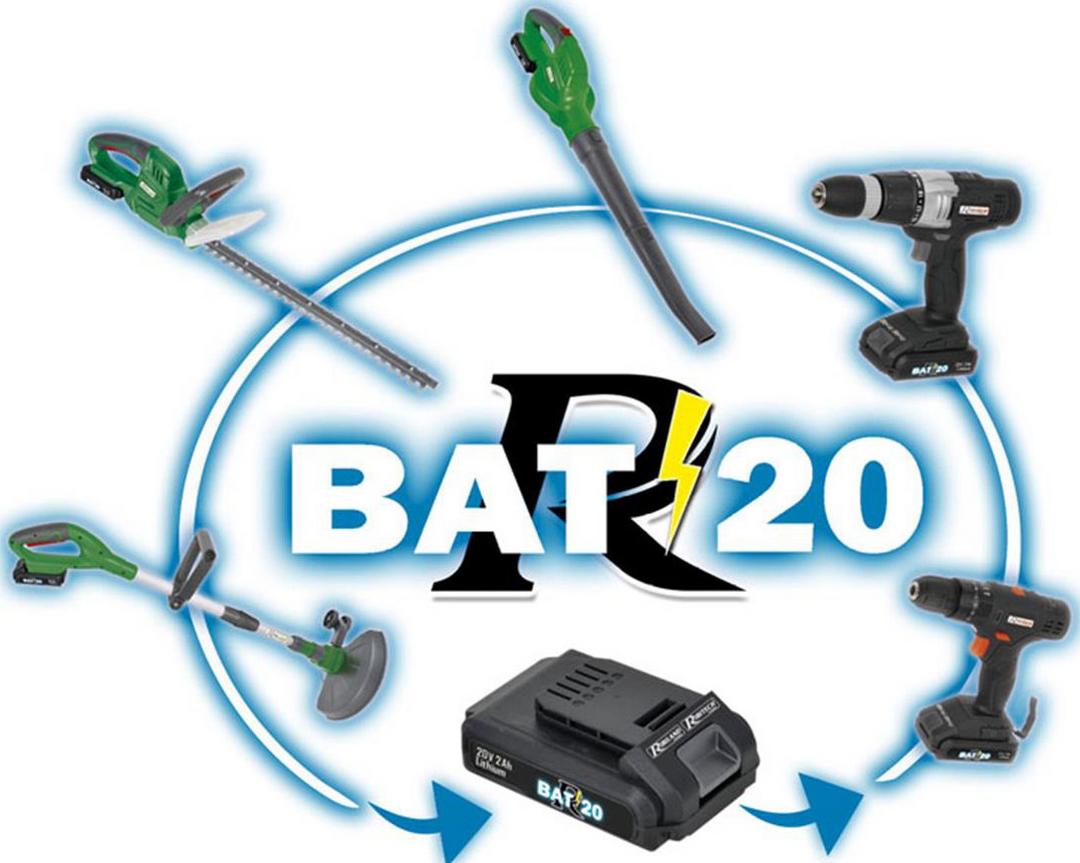 Batterie 20V 2Ah R-BAT20 - Ribimex 1 Illustration générée non contractuelle des équipements compatibles avec la Batterie Ribimex 20V 2Ah, référence PRBAT20/2.