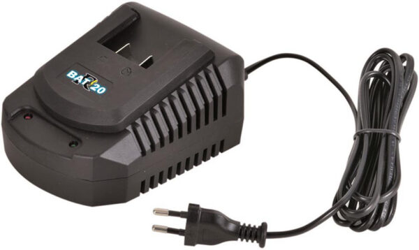 Chargeur batterie Ribimex PRBAT20/CHR, image principale montrant le chargeur rapide R-BAT20 avec son câble d'alimentation