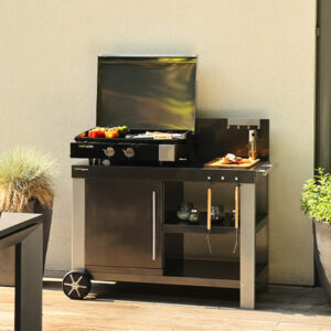 Desserte haut de gamme NOVA 110 PREMIUM avec planche en bambou et bacs inox - image principale