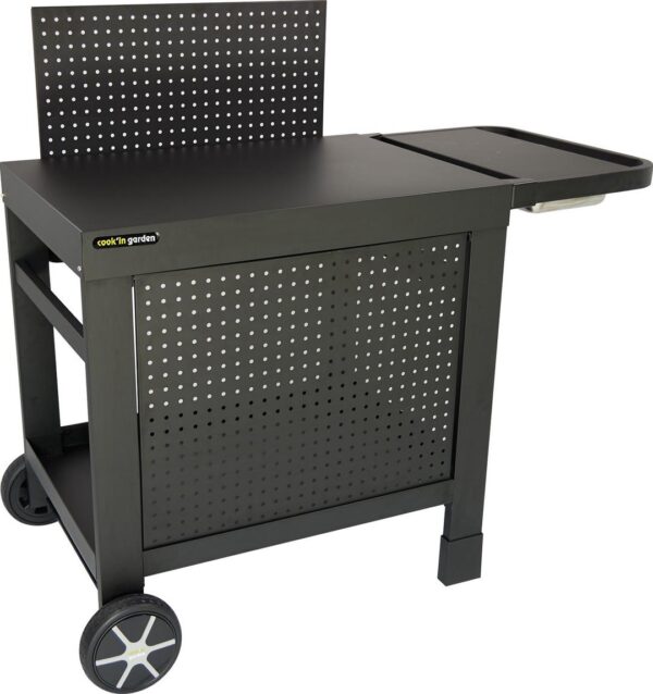 Desserte polyvalente noir REVA 110 PREMIUM WT052T, image principale montrant la crédence et la jupe interchangeables.