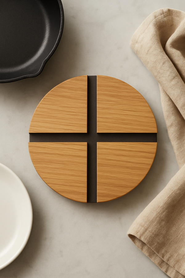 Image principale du dessous de plat rond en bois 20 cm, chêne massif, Circle, référence MTR-2074122.