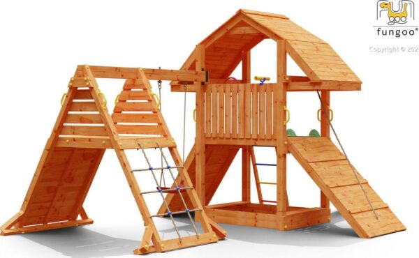 Grande balançoire FUNGOO BUFFALO SPIDER, aire de jeux principale avec toboggan et échelle, référence 6424PT