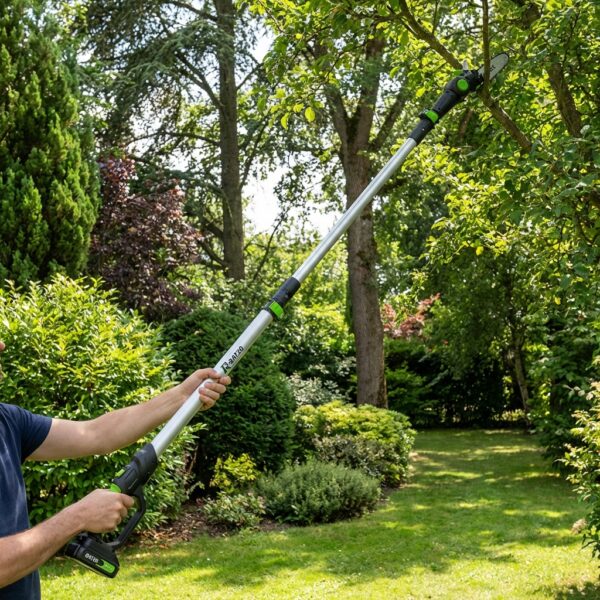 Manche télescopique PRBAT20/EST en utilisation dans un jardin