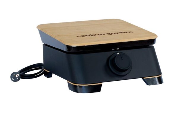 petite plancha électrique DUNE 40 - Électrique, référence PE004, montrant le design compact et élégant avec le bouton de thermostat en avant-plan