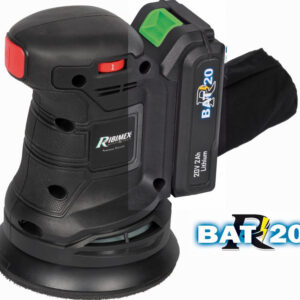 Ponceuse orbitale sans fil R-BAT20 avec batterie visible, vue principale, référence PRBAT20/POR