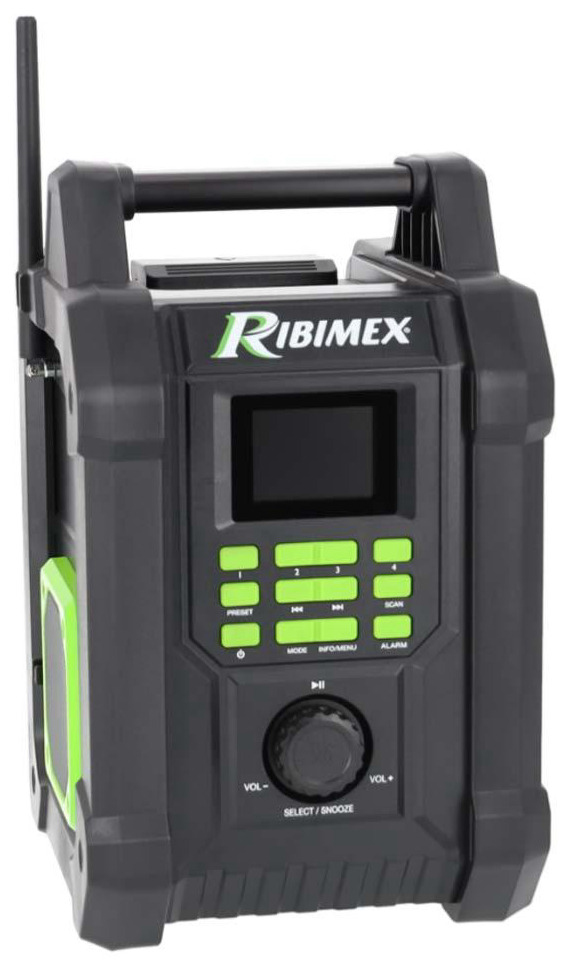 Radio pour chantier PRBAT20/RAD, image principale de la radio de chantier R-BAT20 avec cadre de protection et écran avant.