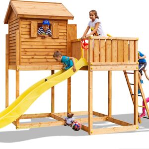 Image principale de l'aire de jeux avec toboggan et plateforme FUNGOO MYSIDE, référence 3295PT