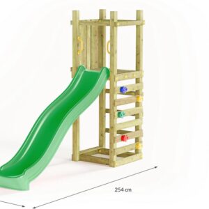 Toboggan enfant Fungoo Light avec ancrages, mur d'escalade et poignées, illustration générée non contractuelle, référence 8330PK