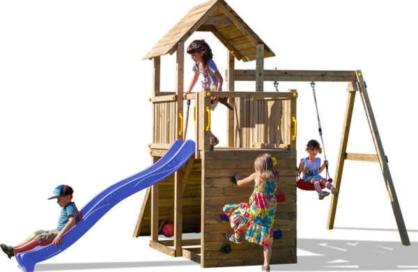Aire de jeux principale FUNGOO CAROL3 avec toboggan bleu et balançoire - référence 3005PK