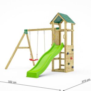 Portique double balançoire et toboggan FUNGOO CHARLY 8660PK - image principale avec dimensions
