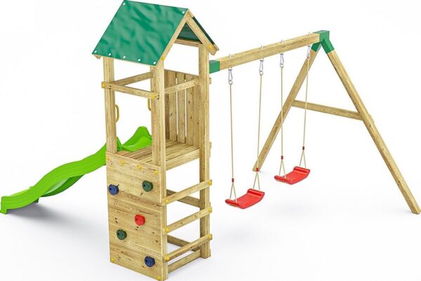 Portique double balançoire et toboggan FUNGOO CHARLY, image principale, référence 8660PK