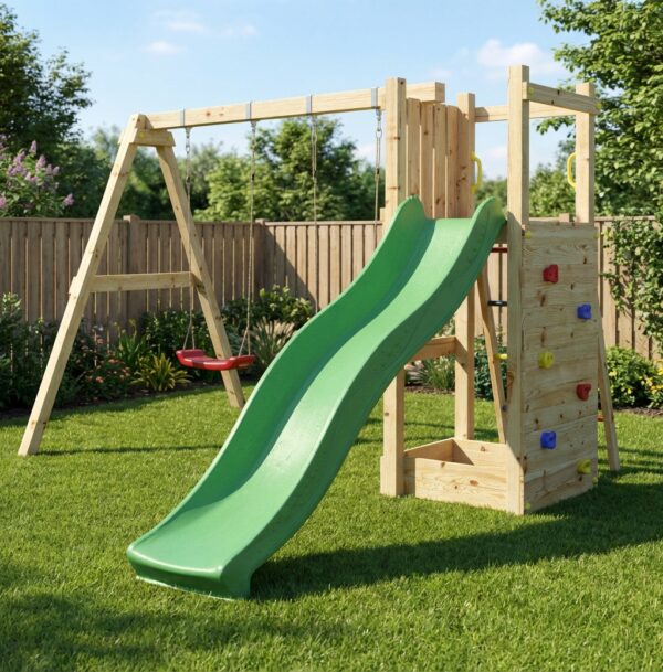 TOBOGGAN 2.2/2.4m vert pour station de jeux FUNGOO - SAV00137, toboggan seul