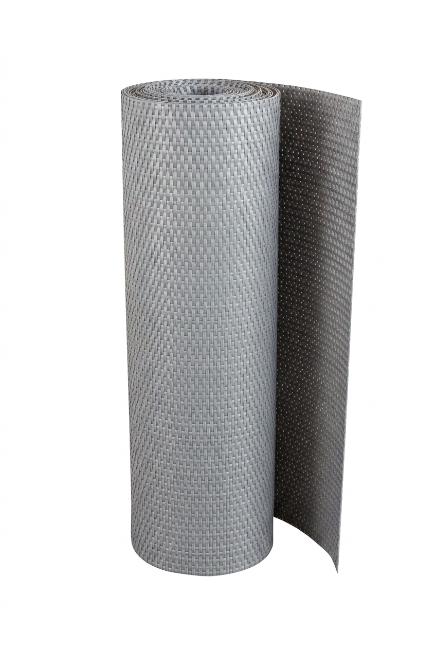 Occultant pour grillage rigide en rouleau résine tressée Lg.2,50 m – Gris clair 12 Rouleau occultant grillage rigide gris clair - visuel centré sur le rouleau non déployé