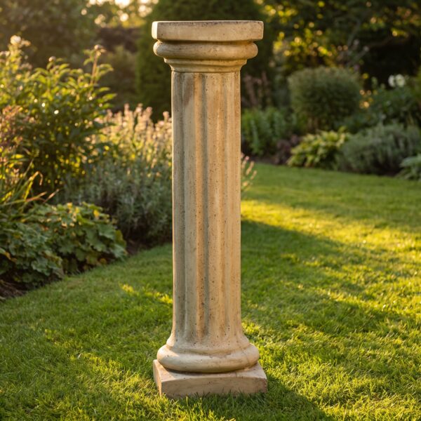 colonne ionique — Colonne ionique en pierre, chapiteau carré - 104 cm - ton patiné