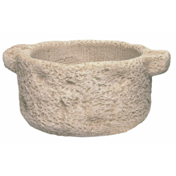Auge en pierre aspect ancien Ø61 cm ton vieilli avec un design rustique et des lignes irrégulières, référence 215352.
