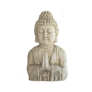 Buste de bouddha de jardin en pierre reconstituée - produit principal. Illustration générée non contractuelle. Référence 215205.