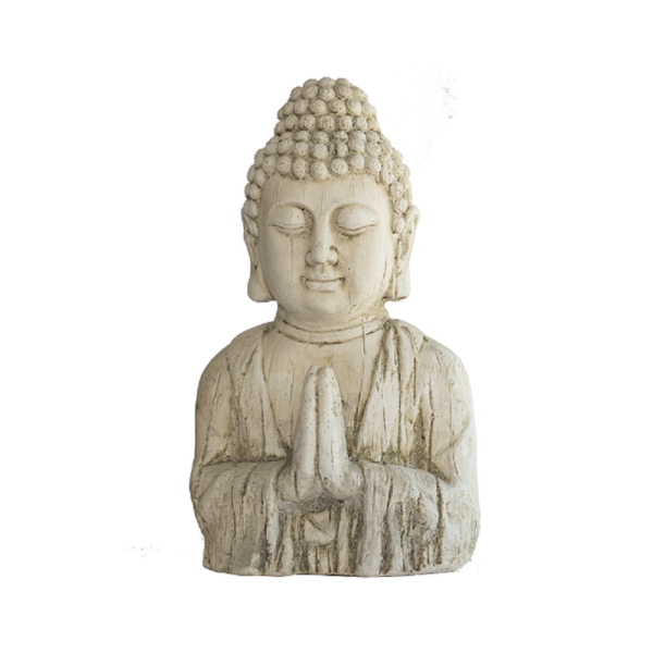 Buste de bouddha de jardin en pierre reconstituée - produit principal. Illustration générée non contractuelle. Référence 215205.