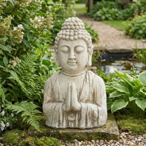image principale buste de bouddha de jardin en pierre reconstituée, référence 215205
