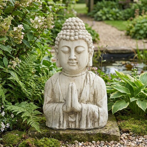 image principale buste de bouddha de jardin en pierre reconstituée, référence 215205