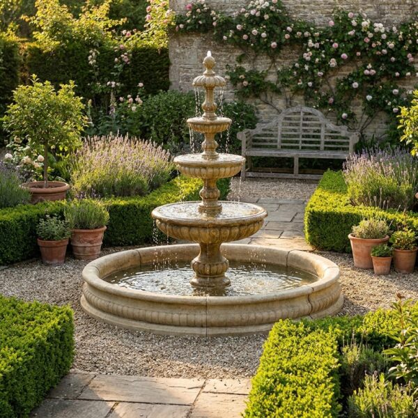 Fontaine et bassin de jardin Talianat 3 étages - 300 cm - ton vieilli, image principale, référence VPF210