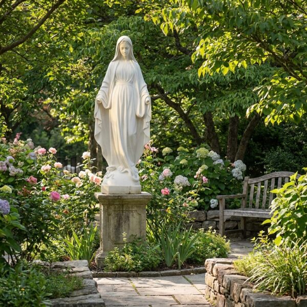 Grande statue Vierge Marie modèle Grâce - 178 cm - ton vieilli, photo principale, référence 215326