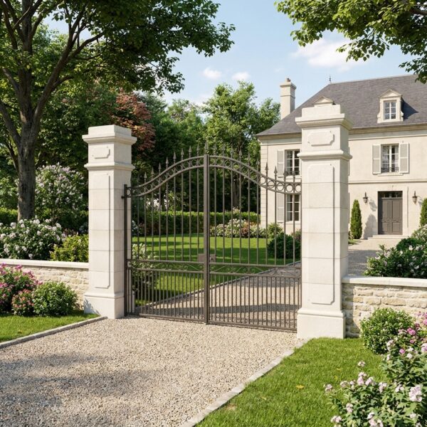 Vue principale du kit pilier portail Médoc 40 × 40 cm - hauteur 229 cm - blanc