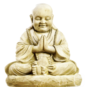 moine tibétain statue principale illustration générée non contractuelle - Statue de moine tibétain assis en position de prière, 53 cm, ton patiné. Référence produit 215948.