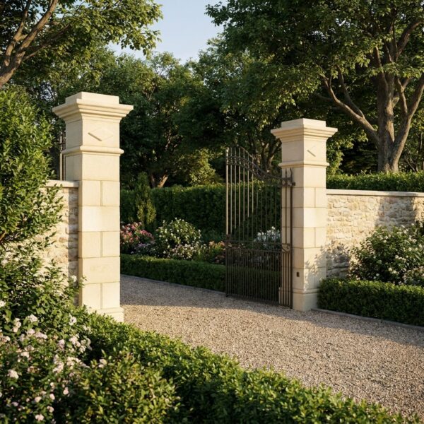 Kit pilier de portail pierre Saintonge - image principale décoration jardin