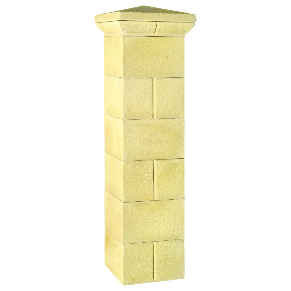 pilier de portail pierre Rustique 36cm - 218040, vue principale avec finition en pointe de diamant