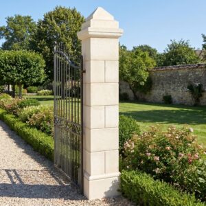 Pilier portail 50x50 Périgord-0, pierre reconstituée blanche, Charente-Maritime, référence 212191