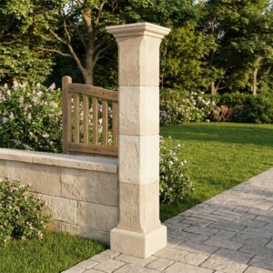 Pilier de portail Aunis en kit - 30 × 30 cm - hauteur 235 cm - blanc, référence 212107, illustration en extérieur