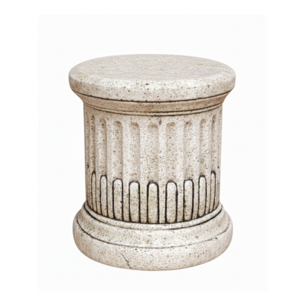 Socle rond pour statue cannelé Ø 36 cm, vue principale, ton vieilli, référence 215348