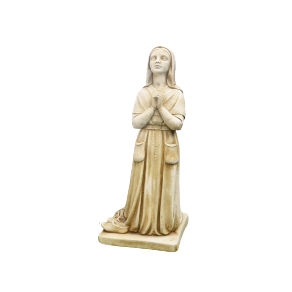 Image principale de la statue bernadette de lourdes 215336 - Statue en pierre reconstituée de Sainte Bernadette Soubirous agenouillée en prière