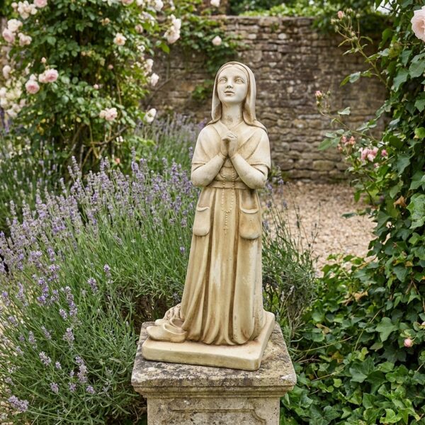 Statue Bernadette de Lourdes 90 cm ton vieilli, référence 215336