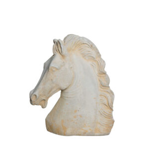 Image principale de la statue cheval en pierre, buste 35 cm ton vieilli, référence 211051