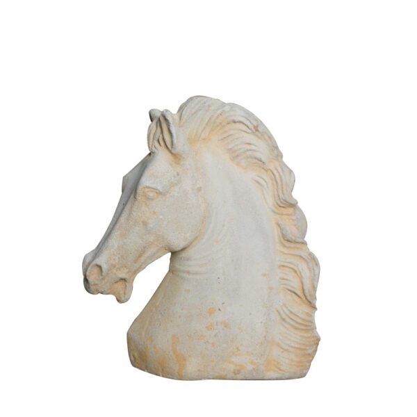 Image principale de la statue cheval en pierre, buste 35 cm ton vieilli, référence 211051