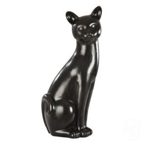Statue de chat décoratif en pierre - 58 cm - ton ivoire - vue principale - illustration générée non contractuelle