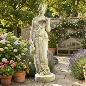 Image principale de la statue déesse grecque Vénus à la coupe en pierre reconstituée, référence 214099
